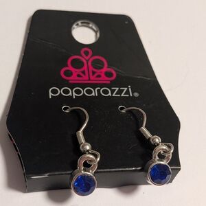 paparazzi Silver-Tone Royal Blue Crystal Dangle Earrings